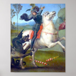 Póster Saint George And The Dragon Painting By Raphael