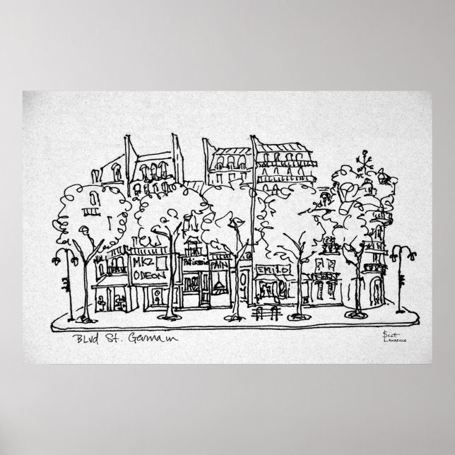 Póster Saint-Germain-des-Pres | París, Francia (Frente)