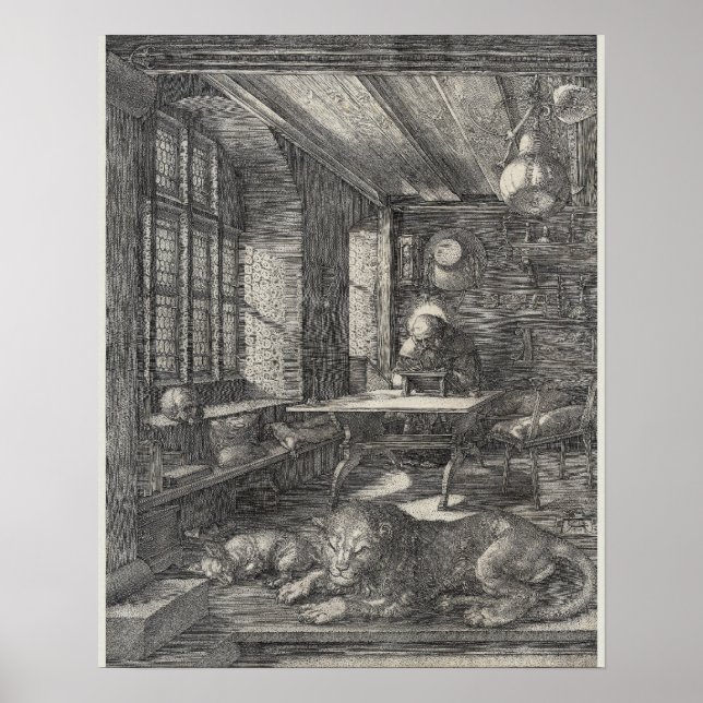 Póster Saint Jerome en su estudio de Albrecht Durer (Frente)