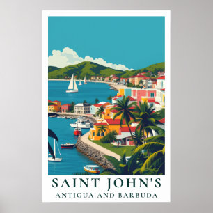 Póster Saint John's Antigua y Barbuda Viaje Antiguo