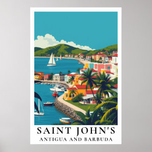 Póster Saint John's Antigua y Barbuda Viaje Vintage