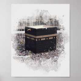 Póster Saint Kaaba, Masjid Al Haram, acuarela ilustrada