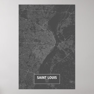 Póster Saint Louis, Missouri (blanco en negro)