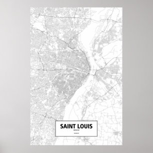 Póster Saint Louis, Missouri (negro en blanco)