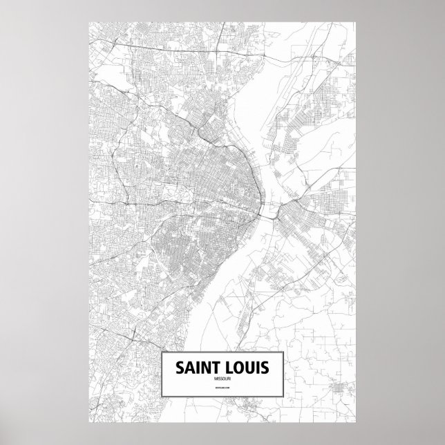 Póster Saint Louis, Missouri (negro sobre blanco) (Frente)