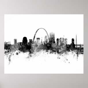 Póster Saint Louis Missouri Skyline Black White