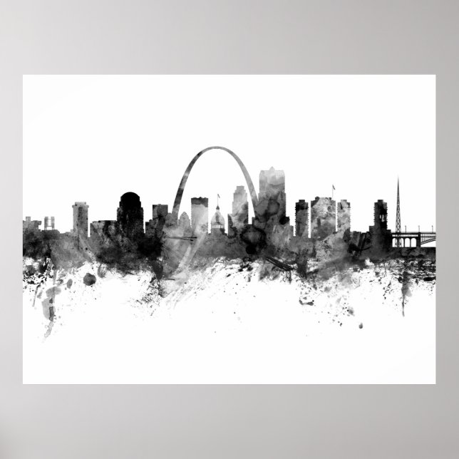 Póster Saint Louis Missouri Skyline Black White (Frente)