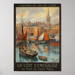 Póster Saint Malo France - Vintage French Travel Poster