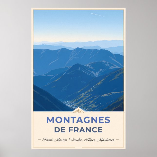Póster Saint-Martin-Vésubie, France – Panoramic View (Frente)