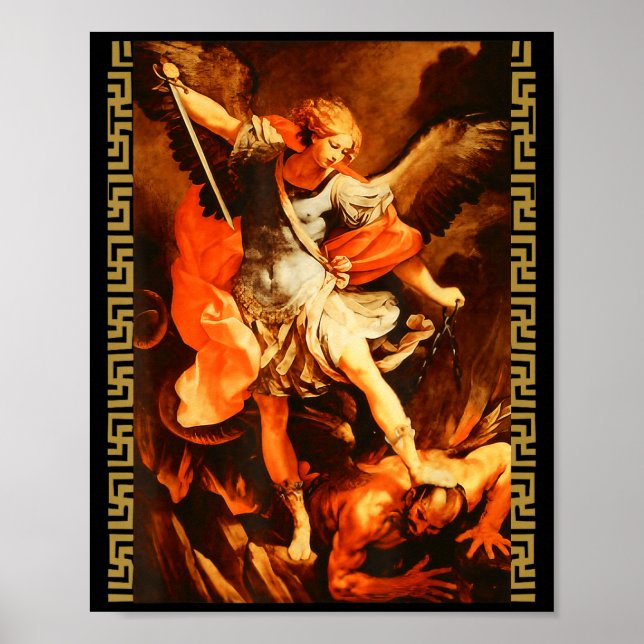 Póster Saint Michael Defeating Satan Archangel Warrior  (Frente)