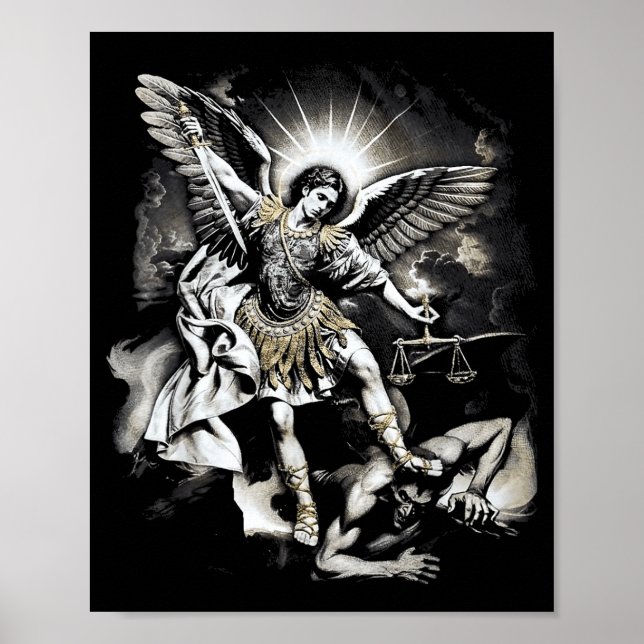 Póster Saint Michael Defeating Satan Archangel Warrior  (Frente)