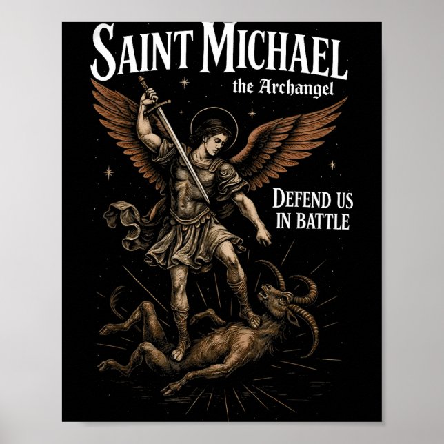 Póster Saint Michael Defend Us In Battle Archangel Christ (Frente)