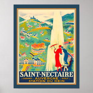 Póster Saint-Nectaire Casino Viaje francés vintage