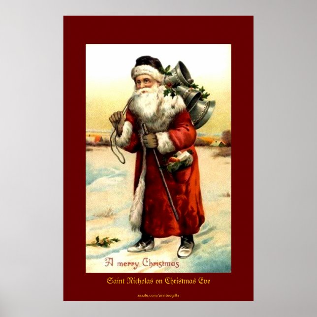 Póster SAINT NICHOLAS sobre NAVIDADES EVE Vintage Print (Frente)