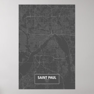 Póster Saint Paul, Minnesota (blanco sobre negro)