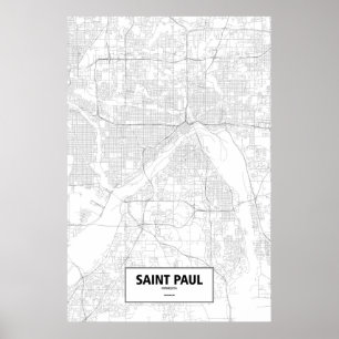 Póster Saint Paul, Minnesota (negro en blanco)