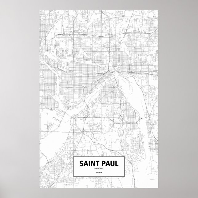 Póster Saint Paul, Minnesota (negro sobre blanco) (Frente)