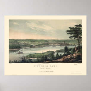 Póster Saint Paul, MN Panoramic Map - 1853