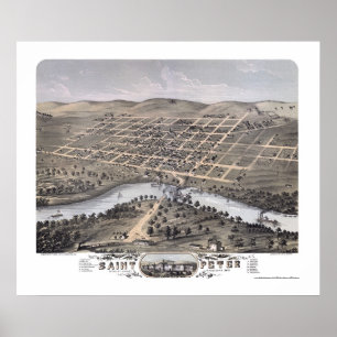 Póster Saint Peter, MN Panoramic Map - 1870