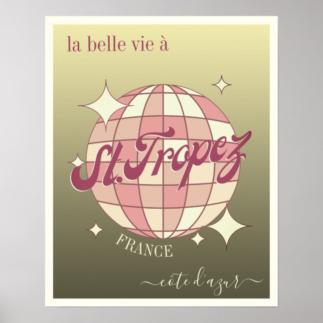 Póster Saint St Tropez France côte d'Azur elegante oro (Frente)