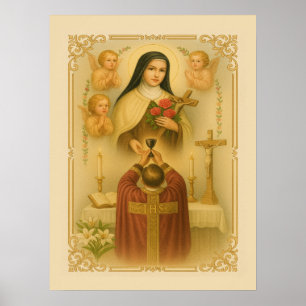 Póster Saint Thérèse, sacerdote católico en misa