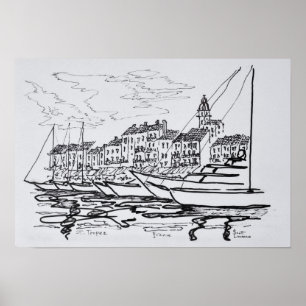 Póster Saint-Tropez Harbor French Riviera, France