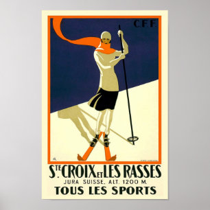 Póster Sainte Croix Les Rasses Suiza Viaje Vintage