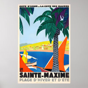 Póster Sainte-Maxime Cote D'Azur Francia Viajes Antiguos