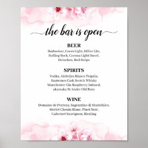 Póster Sakura Blossom Calligraphy Boda Bar Rótulo de menú