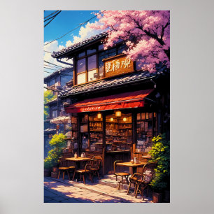 Póster Sakura Kissa - Café Flor de Cerezo