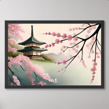 sakura pintar rosa japón pagoda construcción nebul