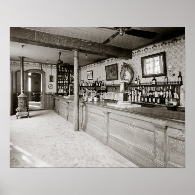 Póster Sala Absinthe de Nueva Orleans, 1906. Foto de cose (Frente)