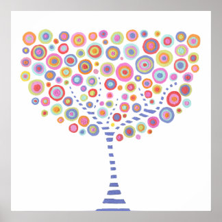 Póster Sala de árbol de círculo retro Poster de lienzo de
