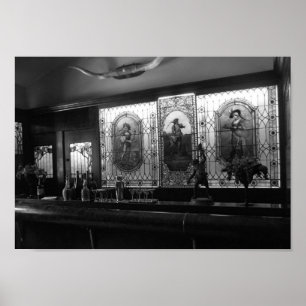 Póster Sala De Bar Vintage Fotografía En Blanco Y Negro