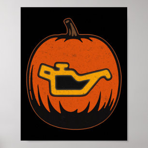 Póster Sala de calabaza divertida con luz de problema de 