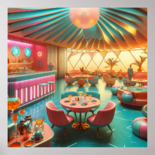Póster Sala de estar retrofuturista atómica de Florida
