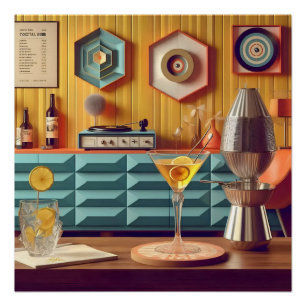 Póster Sala de Fiestas Futuristas de Mediados del Siglo A