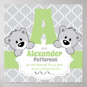 Póster Sala de guardería personalizada para ositos de pel
