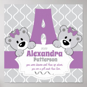 Póster Sala de guardería personalizada para ositos de pel