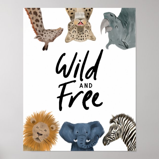 Póster Sala de guardería salvaje y gratuita para animales (Frente)