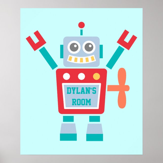 Póster Sala De Juguetes De Robot De Colorido Vintage Para (Frente)