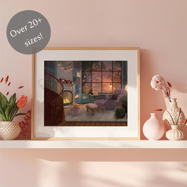 Póster Sala de lectura acogedora al atardecer (Subido por el creador)