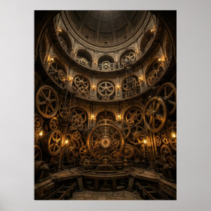 Póster Sala de máquinas de relojería Steampunk
