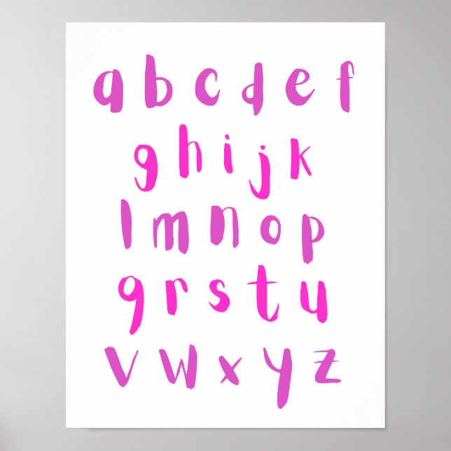 Póster Sala de niños con letras minúsculas en alfabeto ro (Frente)