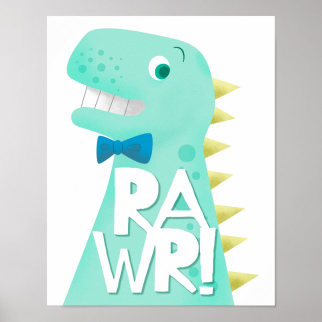 Póster Sala de Niños de Enfermería de Dinosaur RAWR (Frente)