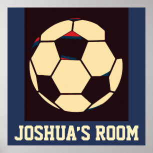 Póster Sala de nombres personalizada de la bola de fútbol