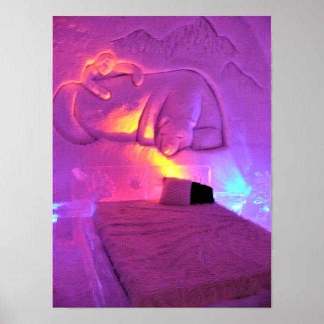 Póster Sala de Osos Polares en Hotel de Glace, Quebec, Ca (Frente)