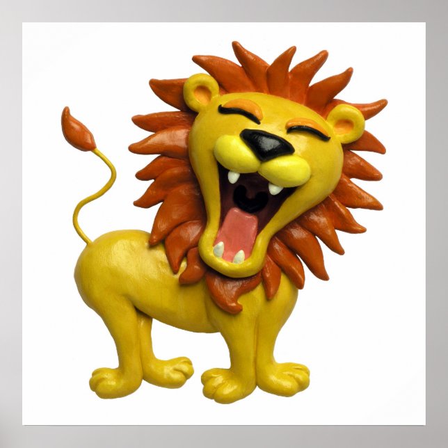 Póster Sala de parto de safari rugiendo león para bebé (Frente)