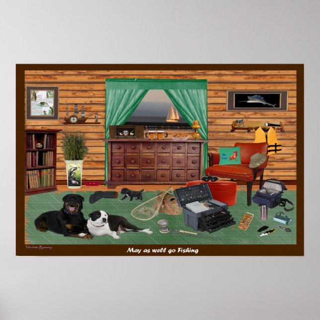 Póster Sala De Pesca 22,5 X 15 (Frente)