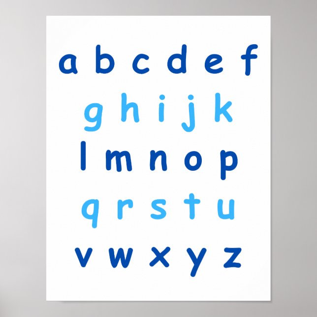 Póster Sala de profesores con letras minúsculas en alfabe (Frente)